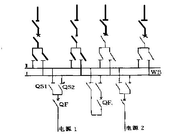 不分段双母线接线图